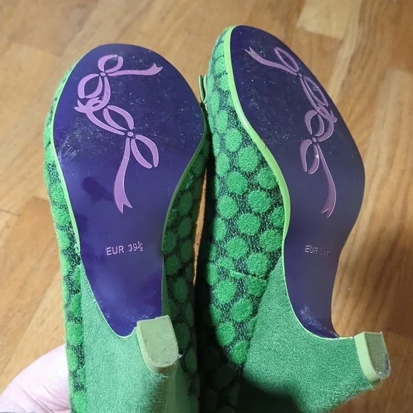 Poetic License Charm School Sz EU39.5 Green Polka Dot Heels - Picture 6 of 8